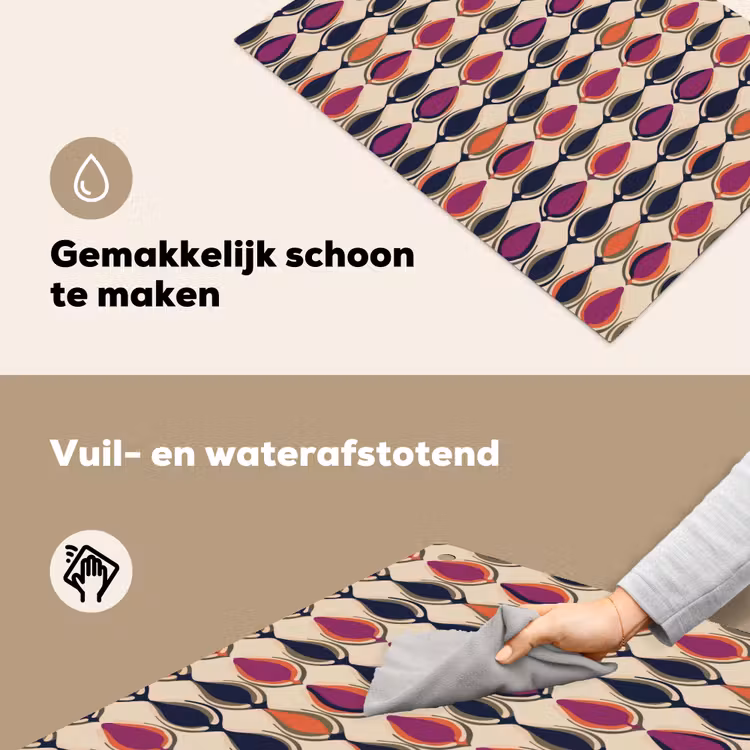 Vintage - Retro - Kleurrijk Inductie beschemer met haakjes klein 777 -ky-schoon-nl