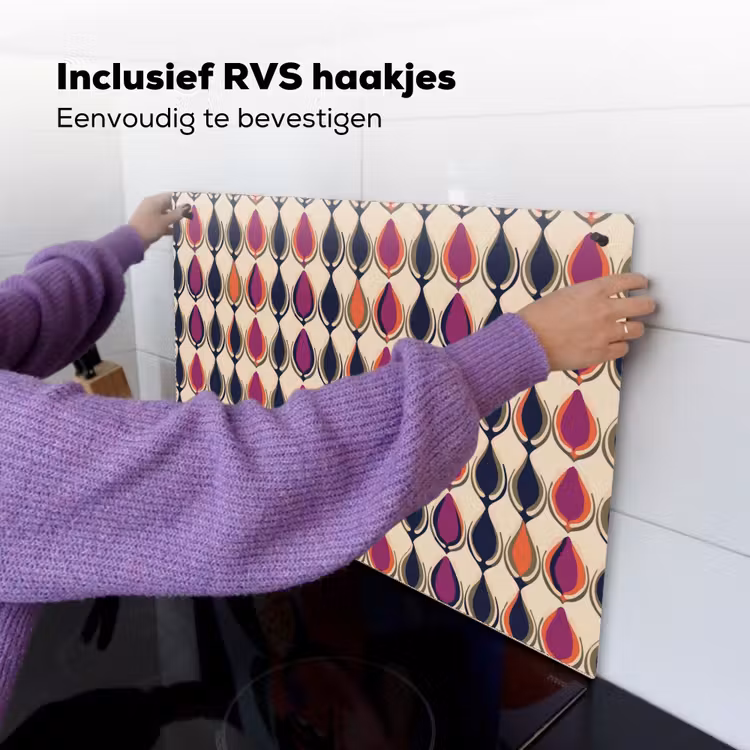 Vintage - Retro - Kleurrijk Inductie beschemer met haakjes klein 777 -ky-ophangen-nl