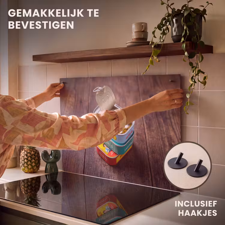 Inductiebeschermer & spatscherm (2in1) - Vis - Blikjes - Keuken - Vis - Blikjes - Keuken Inductie beschemer met haakjes klein