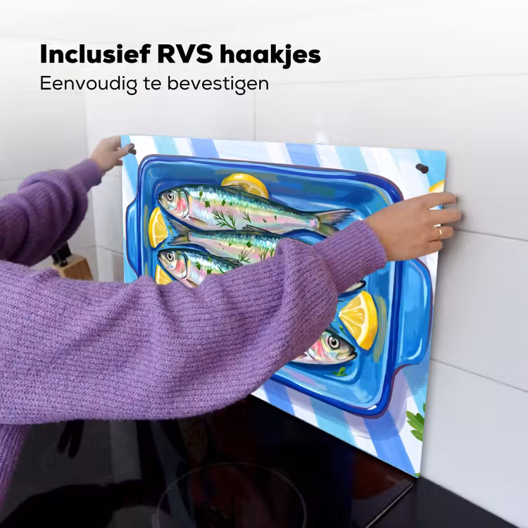 Vis - Citroen - Kruiden - Eten - Blauw Inductie beschemer met haakjes klein -ky-ophangen-nl