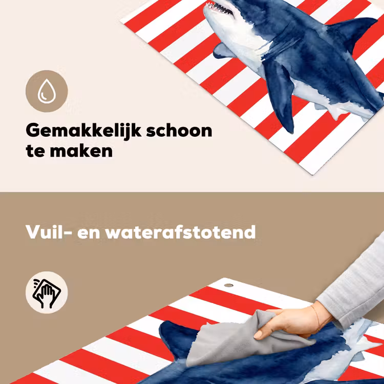 Vis - Haai - Zee - Illustratie - Blauw Inductie beschemer met haakjes klein -ky-schoon-nl