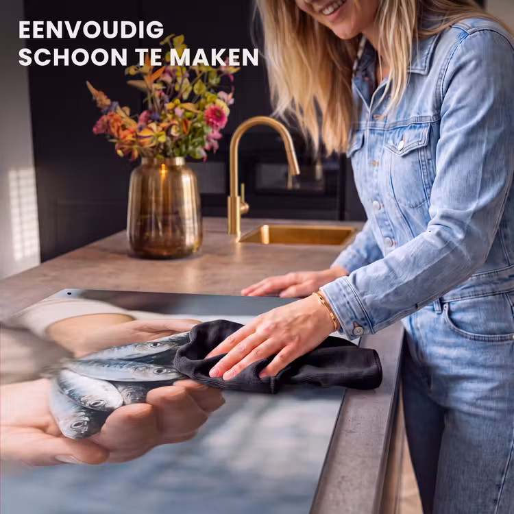Inductiebeschermer & spatscherm (2in1) - Vis - Handen - Natuur - Vis - Handen - Natuur Inductie beschemer met haakjes klein