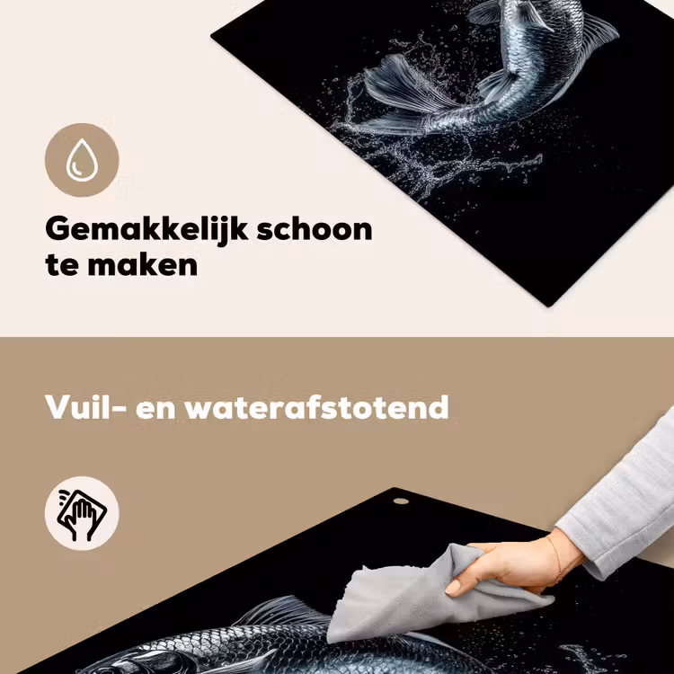 Vis - Koi - Zwart - Water Inductie beschemer met haakjes klein -ky-schoon-nl