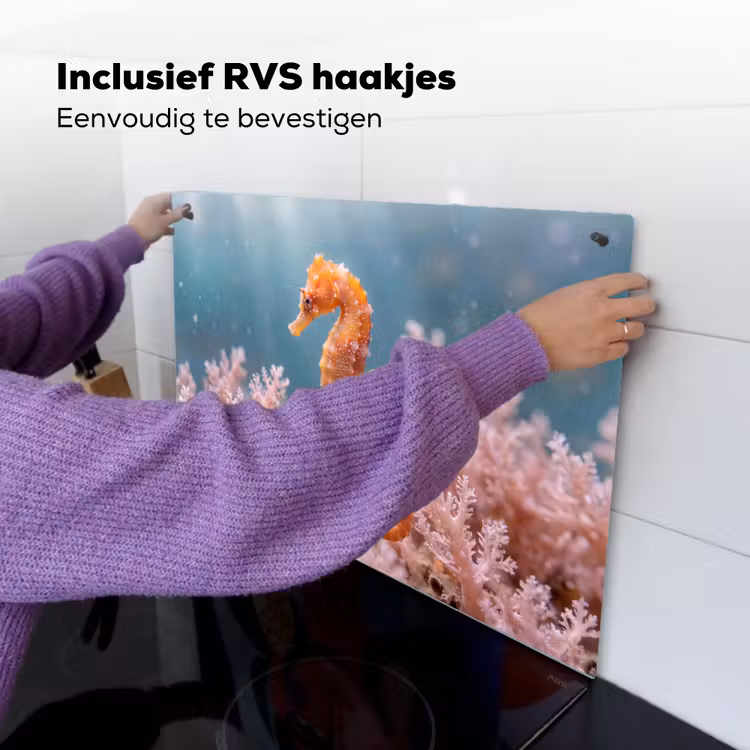 Vis - Koraal - Oceaan - Macro - Oranje Inductie beschemer met haakjes klein -ky-ophangen-nl