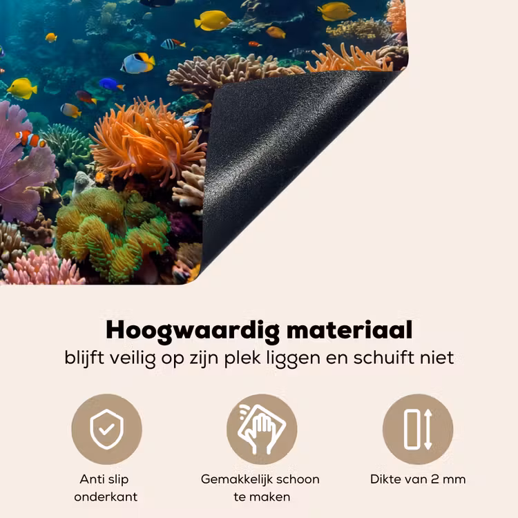 Vis - Koraal - Oceaan - Natuur - Kleurrijk Inductie beschemer met haakjes klein -ky-onderkant-nl