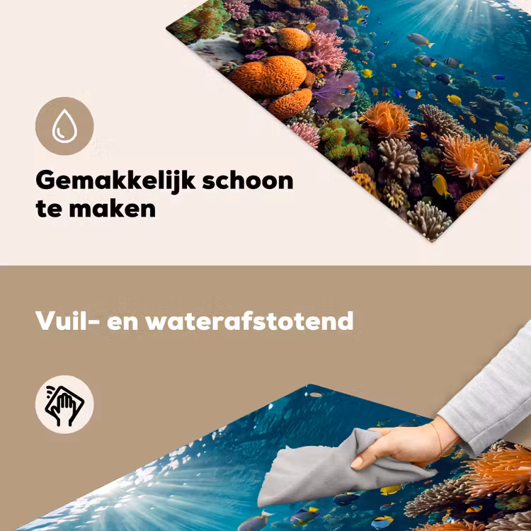 Vis - Koraal - Oceaan - Natuur - Kleurrijk Inductie beschemer met haakjes klein -ky-schoon-nl