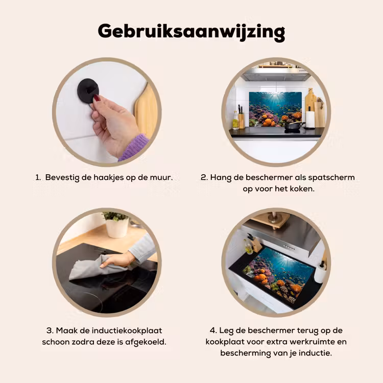 Vis - Koraal - Oceaan - Natuur - Kleurrijk Inductie beschemer met haakjes klein -ky-gebruik-nl