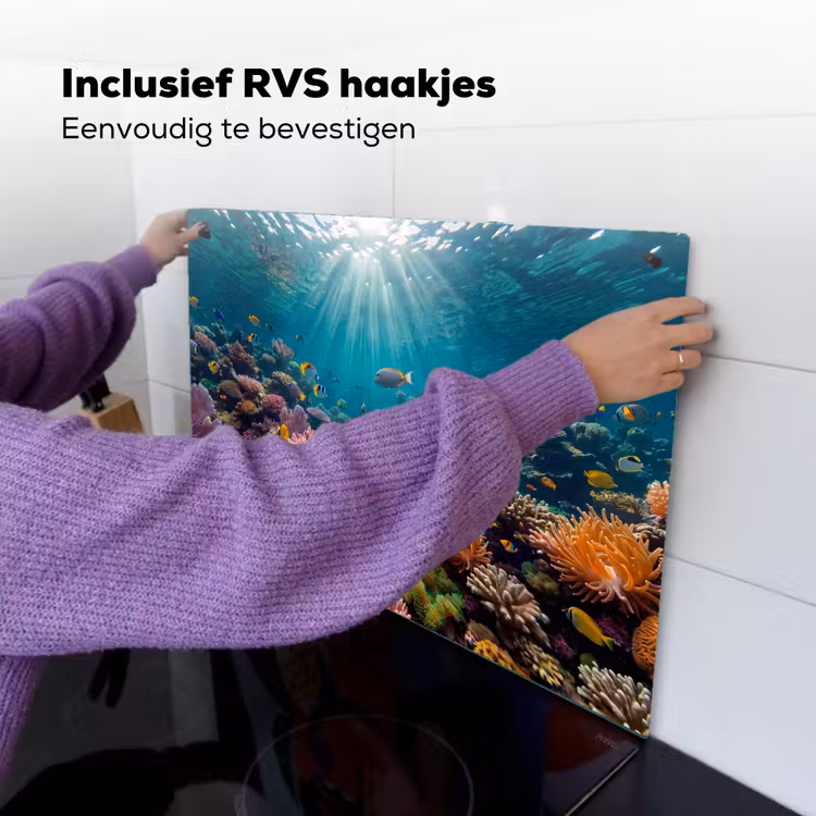 Vis - Koraal - Oceaan - Natuur - Kleurrijk Inductie beschemer met haakjes klein -ky-ophangen-nl