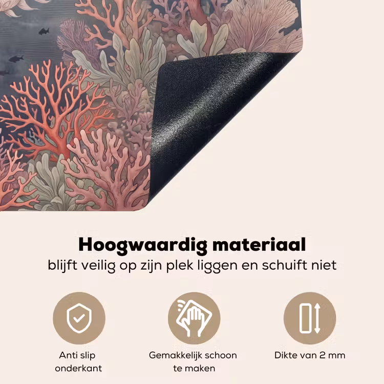 Vis - Koraal - Onderwater - Illustratie - Vintage Inductie beschemer met haakjes klein -ky-onderkant-nl