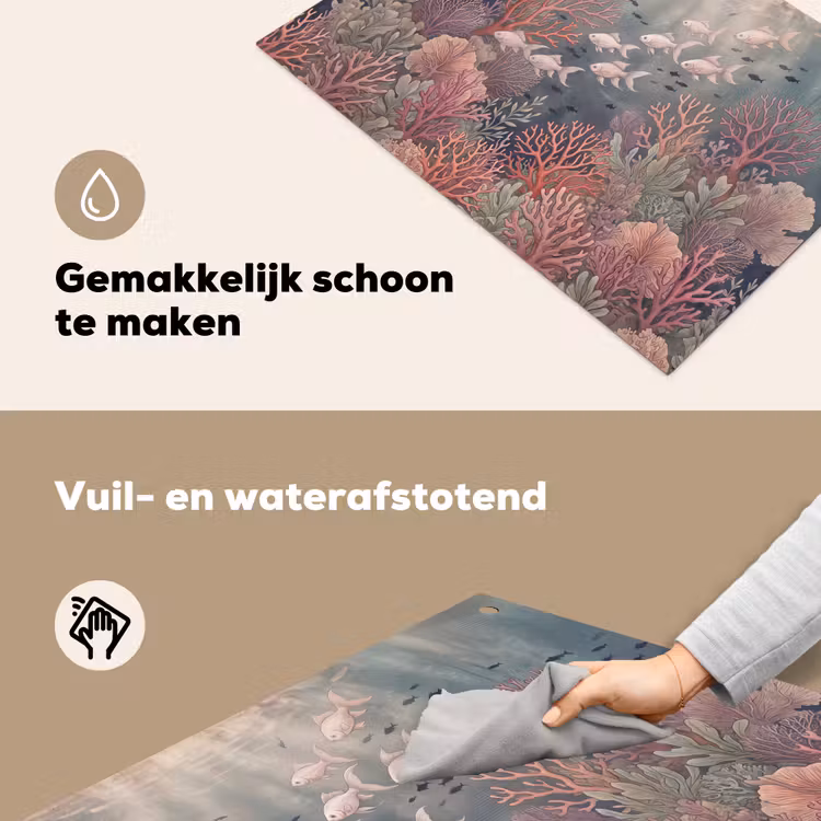 Vis - Koraal - Onderwater - Illustratie - Vintage Inductie beschemer met haakjes klein -ky-schoon-nl