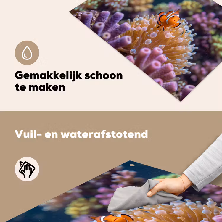Vis - Koraal - Onderwater - Oranje - Dieren Inductie beschemer met haakjes klein -ky-schoon-nl
