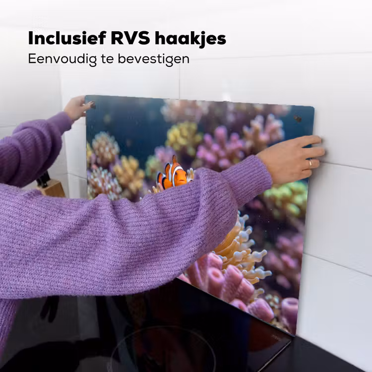 Vis - Koraal - Onderwater - Oranje - Dieren Inductie beschemer met haakjes klein -ky-ophangen-nl