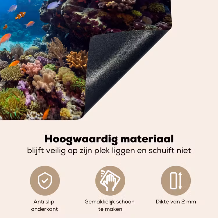 Vis - Koraalrif - Onderwater - Levendig - Blauw Inductie beschemer met haakjes klein -ky-onderkant-nl