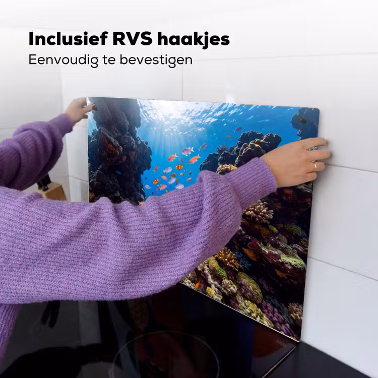 Vis - Koraalrif - Onderwater - Levendig - Blauw Inductie beschemer met haakjes klein -ky-ophangen-nl