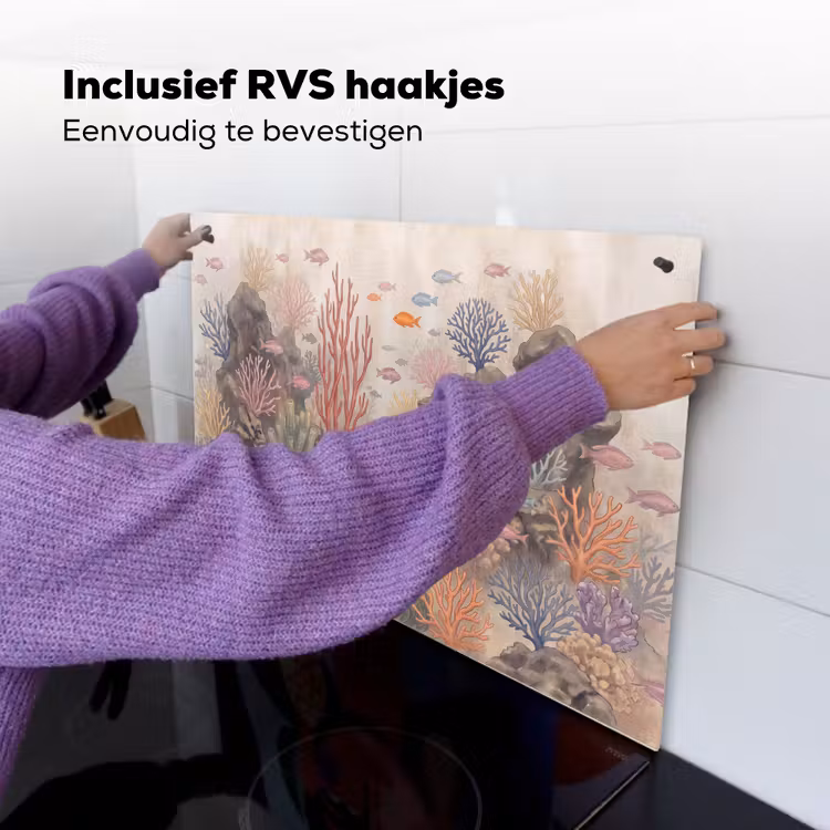 Vis - Koraalrif - Onderwaterwereld - Illustratie Inductie beschemer met haakjes klein -ky-ophangen-nl