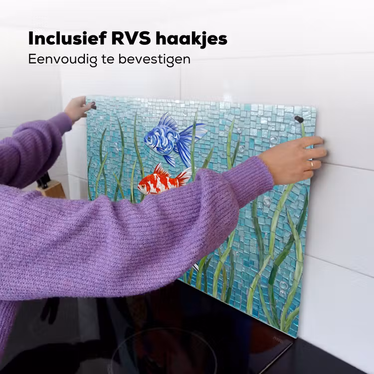 Vis - Mozaïek - Onderwater - Kleurrijk - Dieren Inductie beschemer met haakjes klein -ky-ophangen-nl
