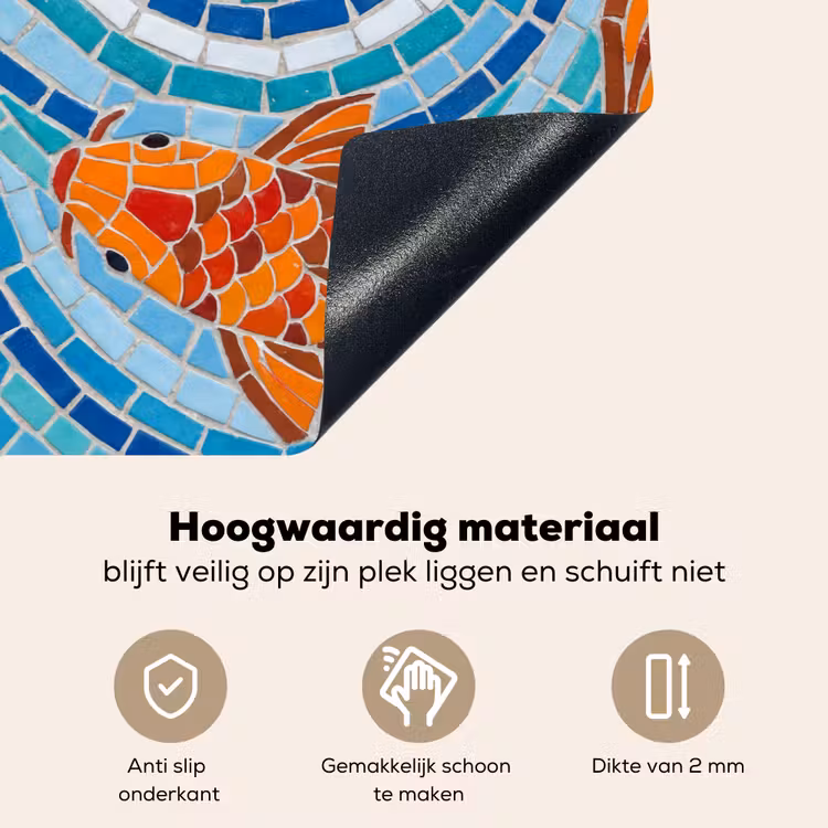 Vis - Mozaïek - Water - Decoratief - Blauw Inductie beschemer met haakjes klein -ky-onderkant-nl