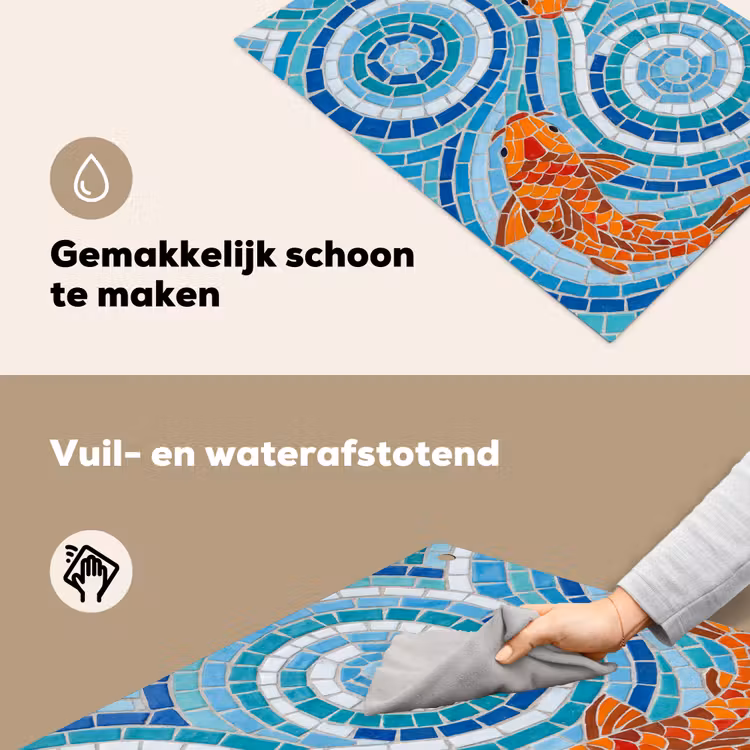 Vis - Mozaïek - Water - Decoratief - Blauw Inductie beschemer met haakjes klein -ky-schoon-nl