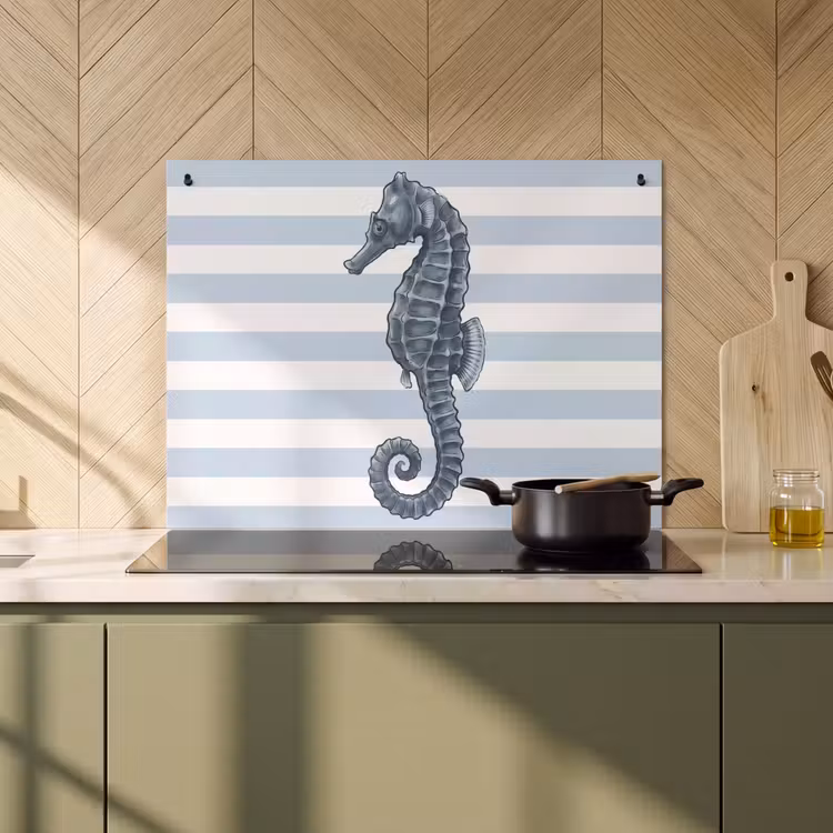 Vis - Oceaan - Illustratie - Blauw - Strepen Inductie beschemer met haakjes klein -sfeer2