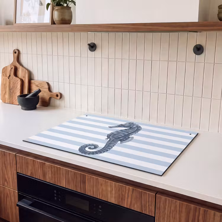 Vis - Oceaan - Illustratie - Blauw - Strepen Inductie beschemer met haakjes klein -sfeer1