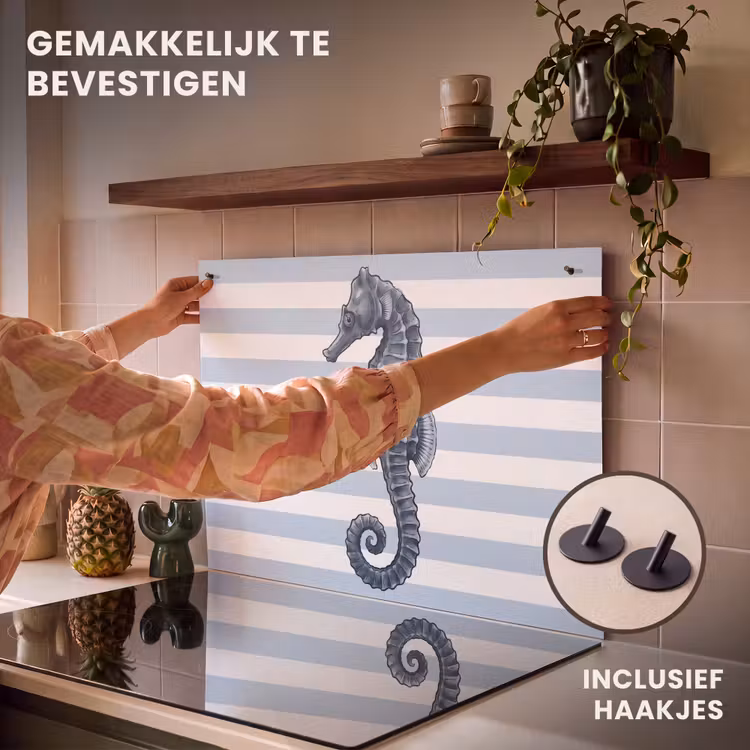 Vis - Oceaan - Illustratie - Blauw - Strepen Inductie beschemer met haakjes klein -ky-ophangen-nl