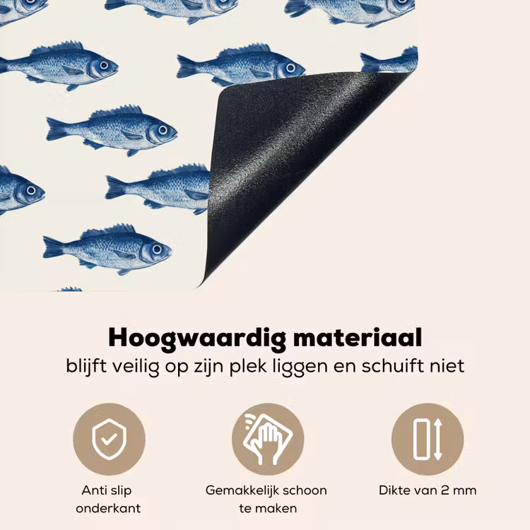 Vis - Patroon - Blauw Inductie beschemer met haakjes klein 777 -ky-onderkant-nl