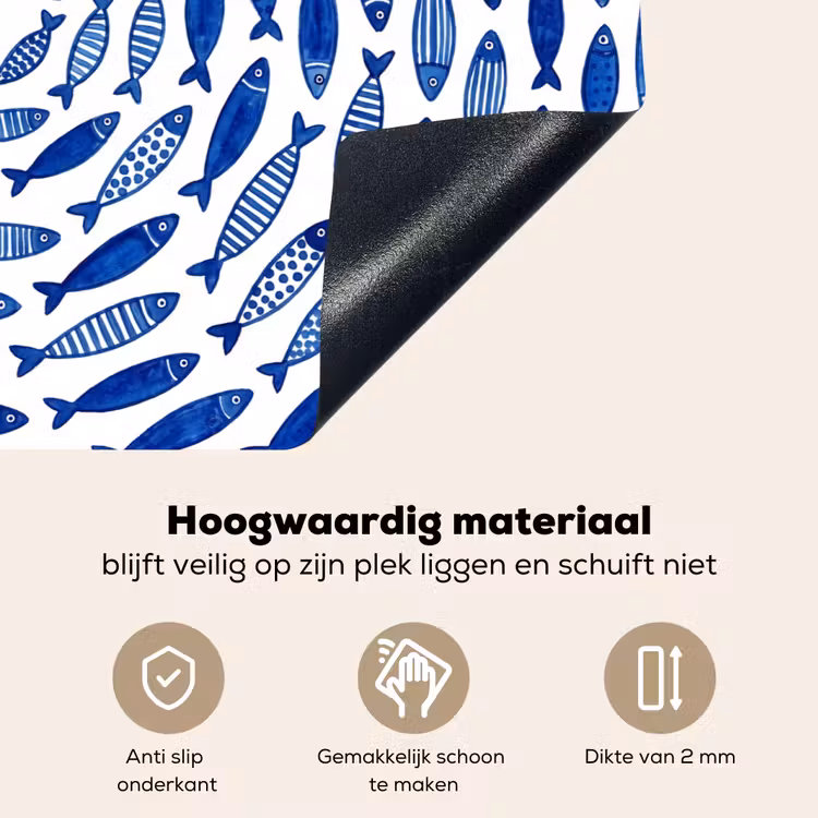 Vis - Patroon - Onderwater - Abstract - Blauw Inductie beschemer met haakjes klein -ky-onderkant-nl