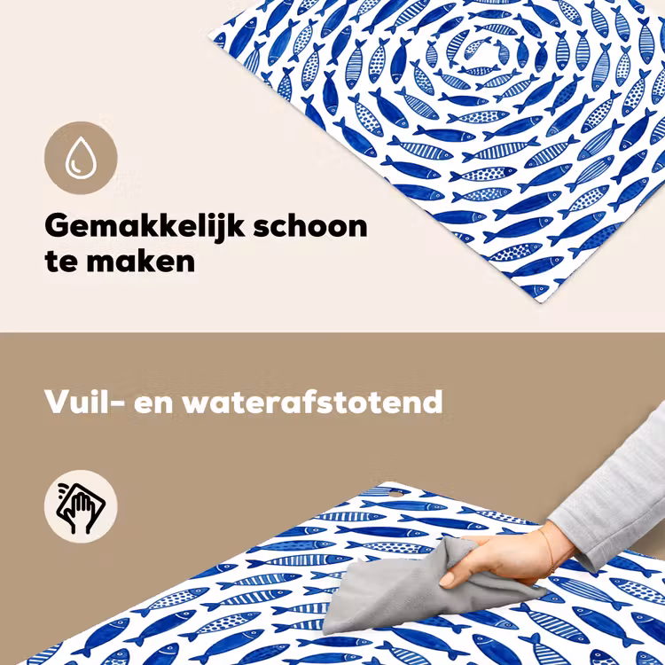 Vis - Patroon - Onderwater - Abstract - Blauw Inductie beschemer met haakjes klein -ky-schoon-nl