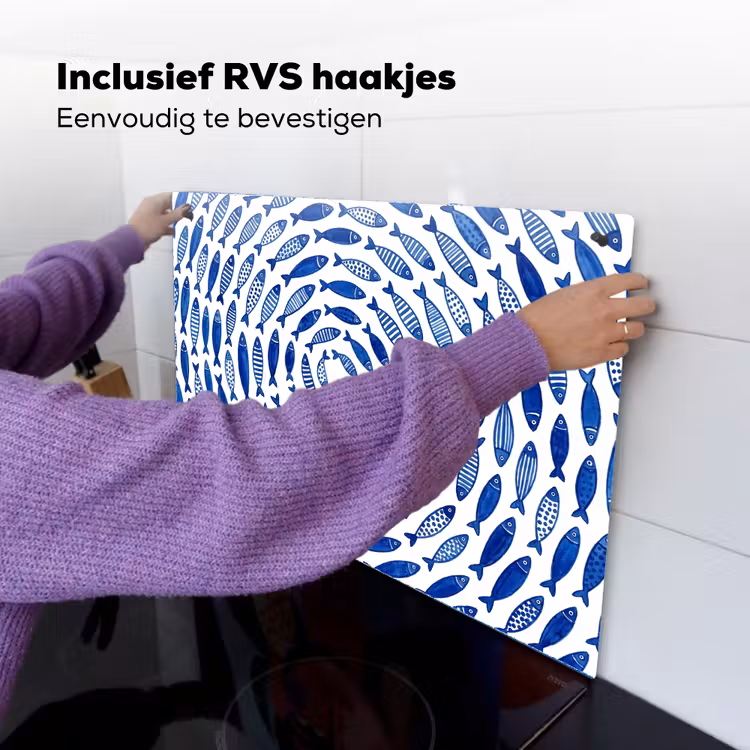Vis - Patroon - Onderwater - Abstract - Blauw Inductie beschemer met haakjes klein -ky-ophangen-nl