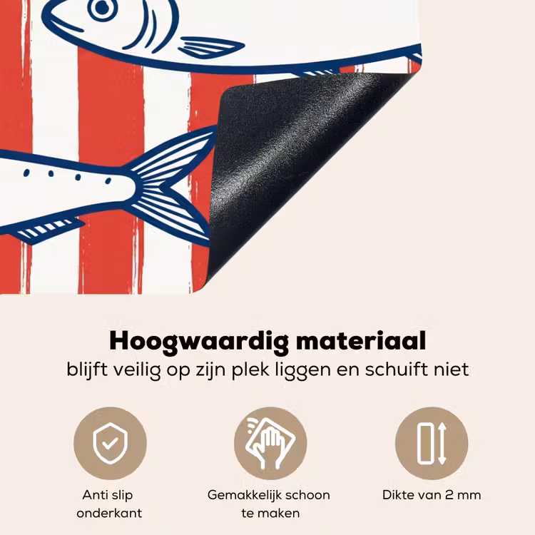 Vis - Patroon - Strepen - Illustratie - Rood Inductie beschemer met haakjes klein -ky-onderkant-nl