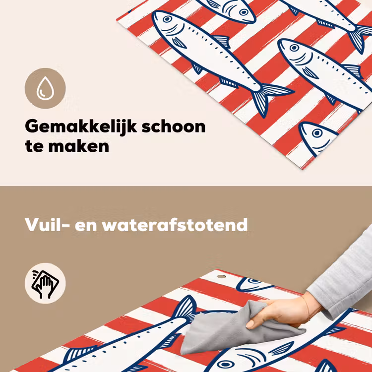 Vis - Patroon - Strepen - Illustratie - Rood Inductie beschemer met haakjes klein -ky-schoon-nl