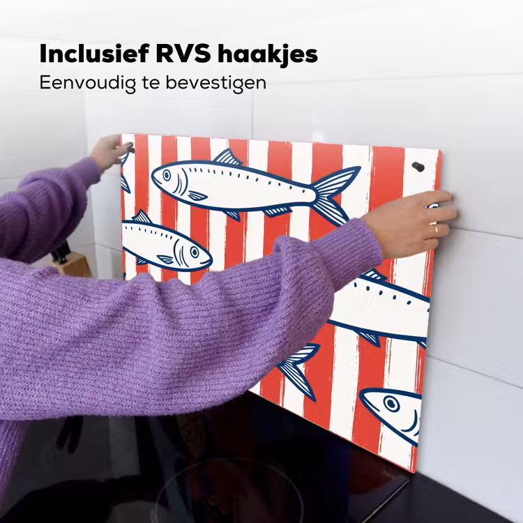 Vis - Patroon - Strepen - Illustratie - Rood Inductie beschemer met haakjes klein -ky-ophangen-nl