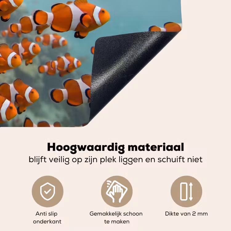 Vis - School - Onderwater - Dieren - Oranje Inductie beschemer met haakjes klein -ky-onderkant-nl