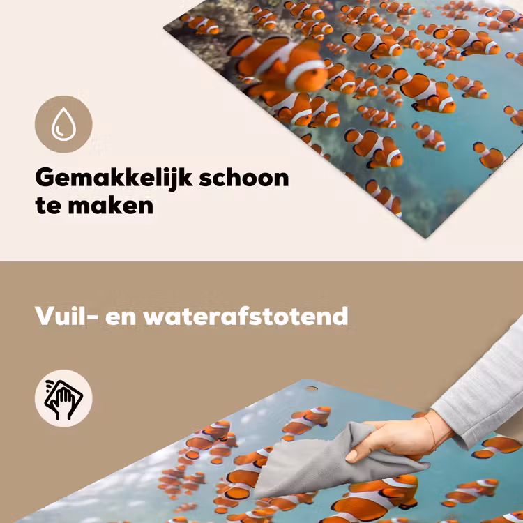 Vis - School - Onderwater - Dieren - Oranje Inductie beschemer met haakjes klein -ky-schoon-nl