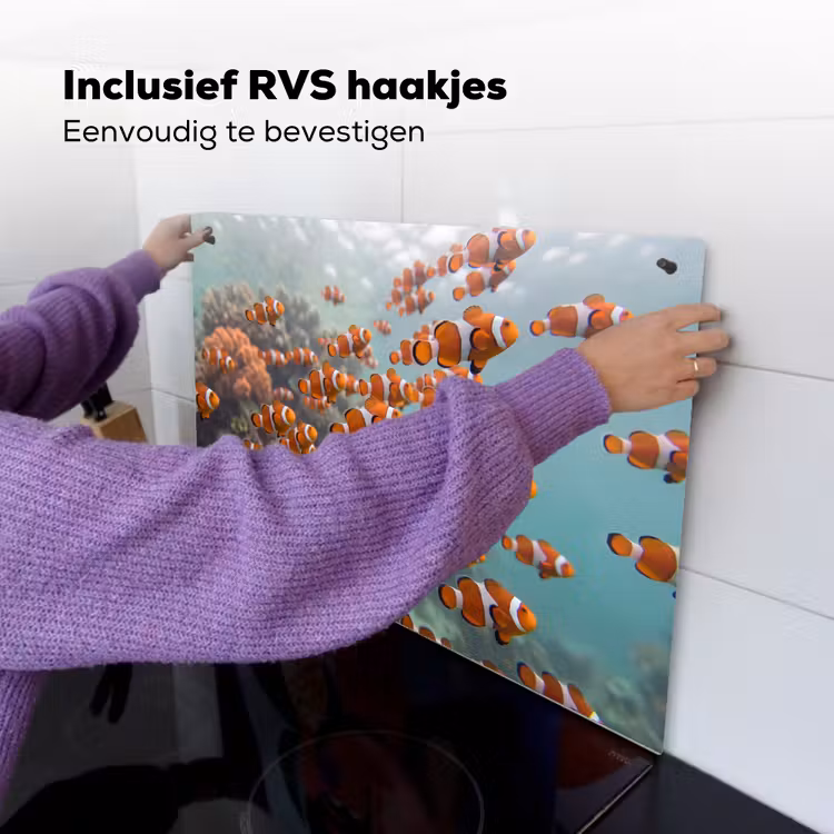Vis - School - Onderwater - Dieren - Oranje Inductie beschemer met haakjes klein -ky-ophangen-nl