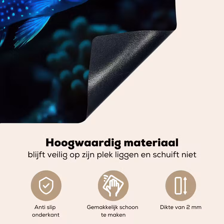 Vis - Stippen - Koraal - Blauw Inductie beschemer met haakjes middel -ky-onderkant-nl