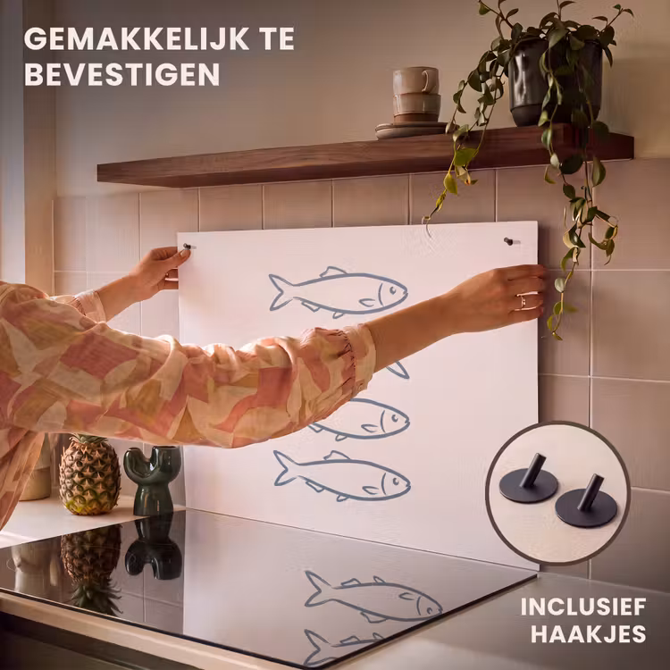 Vis - Vier - Dieren - Abstract - Blauw Inductie beschemer met haakjes klein -ky-ophangen-nl