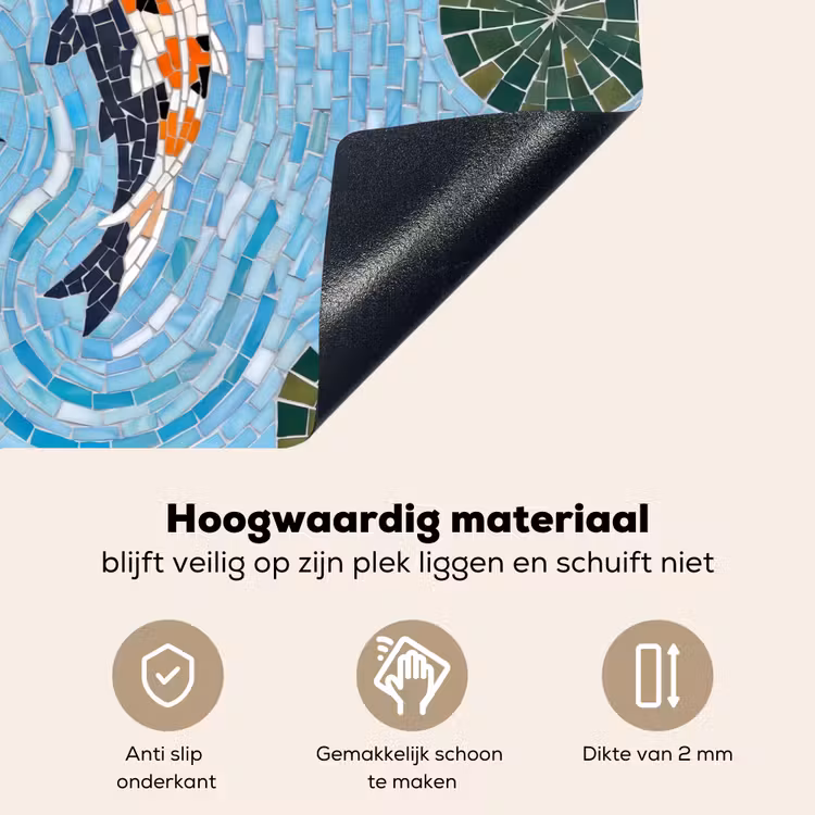 Vis - Water - Natuur - Mozaïek - Blauw Inductie beschemer met haakjes klein -ky-onderkant-nl