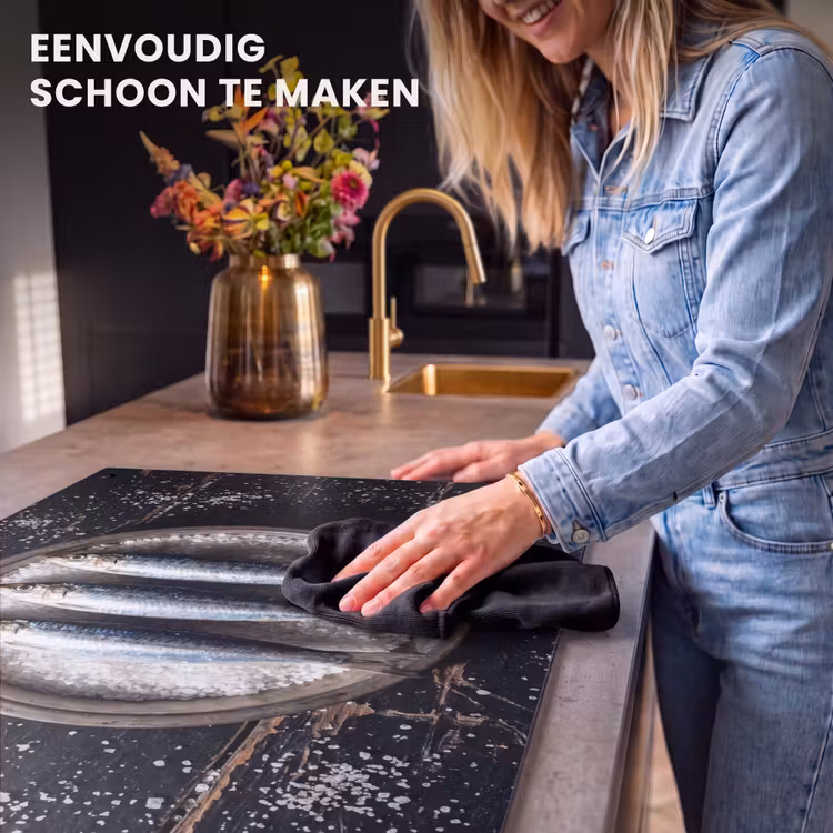 Inductiebeschermer & spatscherm (2in1) - Vis - Zout - Eten - Vis - Zout - Eten Inductie beschemer met haakjes klein