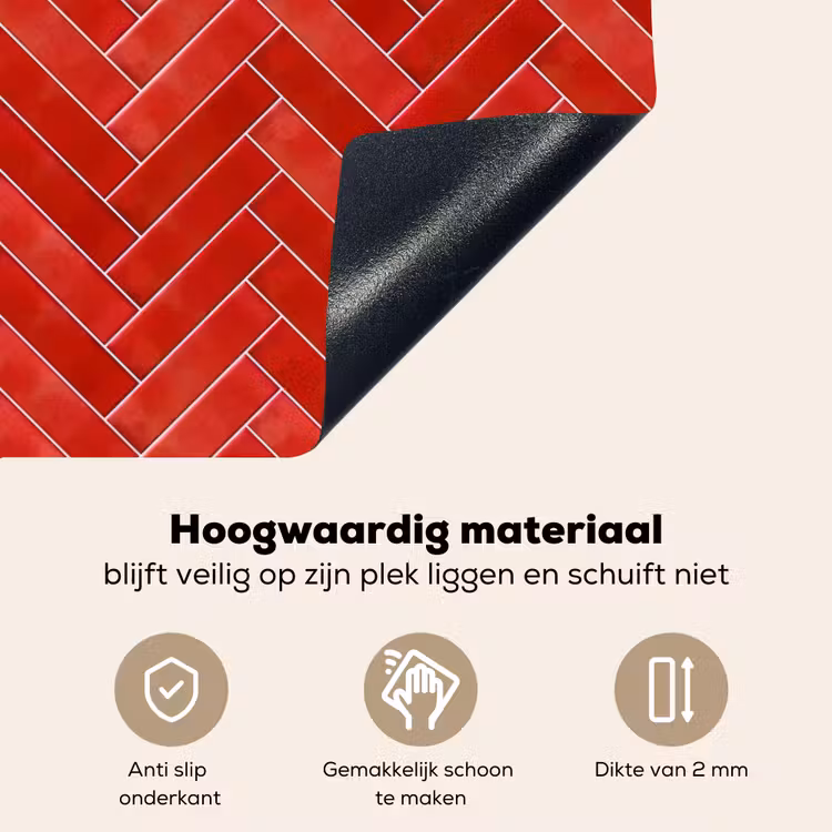 Visgraat - Tegel - Rood Inductie beschemer met haakjes klein 777 -ky-onderkant-nl