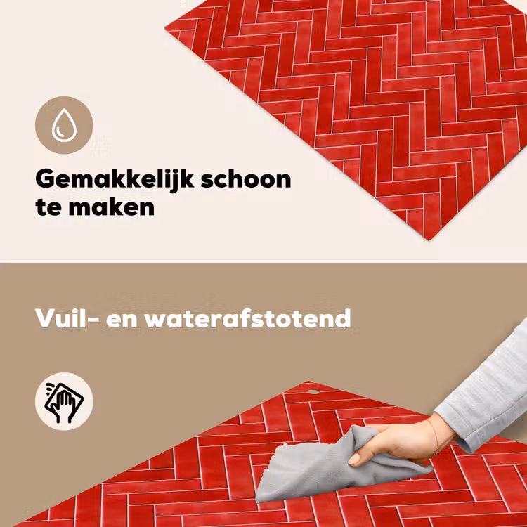 Visgraat - Tegel - Rood Inductie beschemer met haakjes klein 777 -ky-schoon-nl