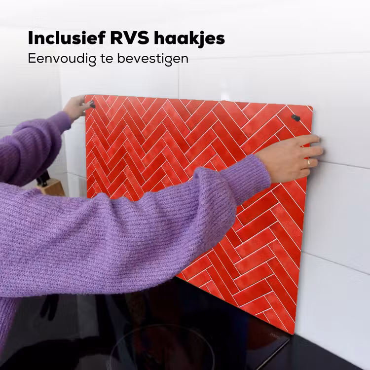 Visgraat - Tegel - Rood Inductie beschemer met haakjes klein 777 -ky-ophangen-nl