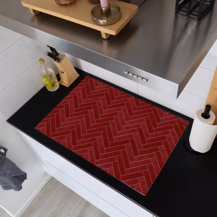Visgraat - Wandtegel - Bordeaux - Rood Inductie beschemer met haakjes klein 777 -sfeer1
