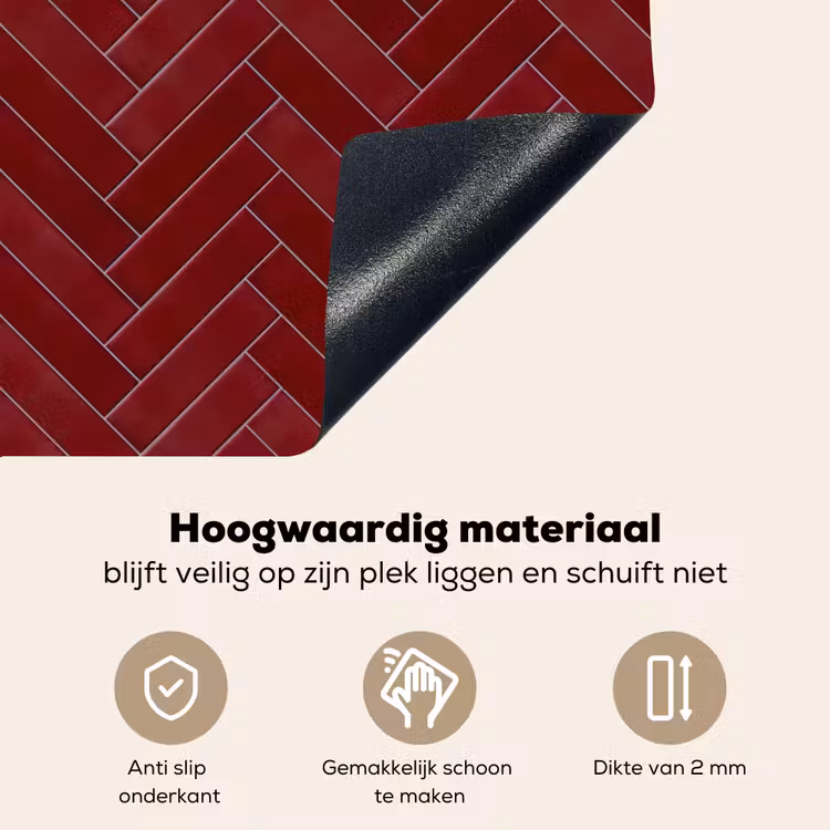 Visgraat - Wandtegel - Bordeaux - Rood Inductie beschemer met haakjes klein 777 -ky-onderkant-nl