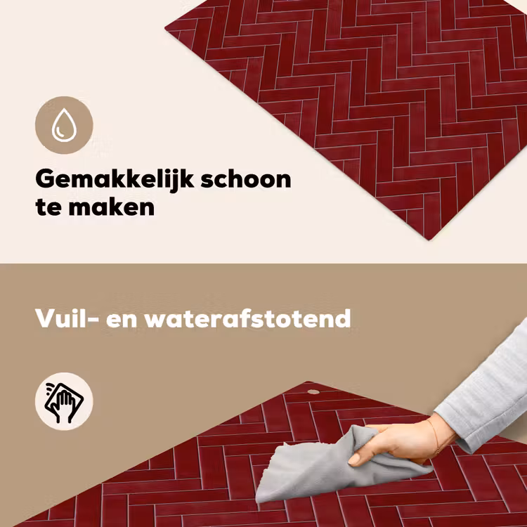 Visgraat - Wandtegel - Bordeaux - Rood Inductie beschemer met haakjes klein 777 -ky-schoon-nl