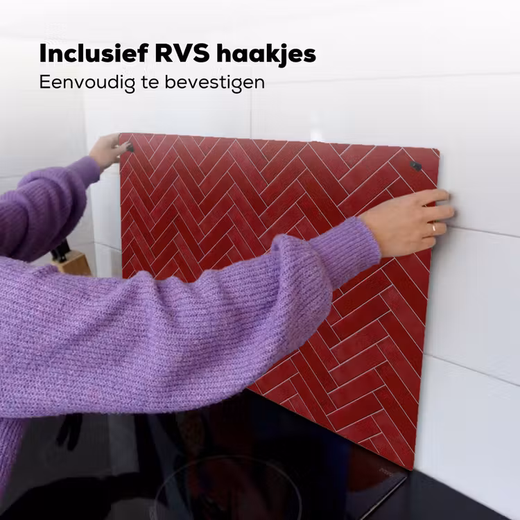 Visgraat - Wandtegel - Bordeaux - Rood Inductie beschemer met haakjes klein 777 -ky-ophangen-nl