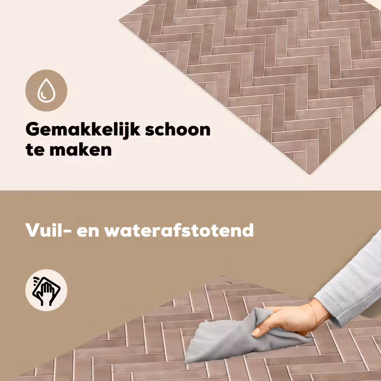 Visgraat - Wandtegel - Oudroze - Terracotta Inductie beschemer met haakjes klein 777 -ky-schoon-nl