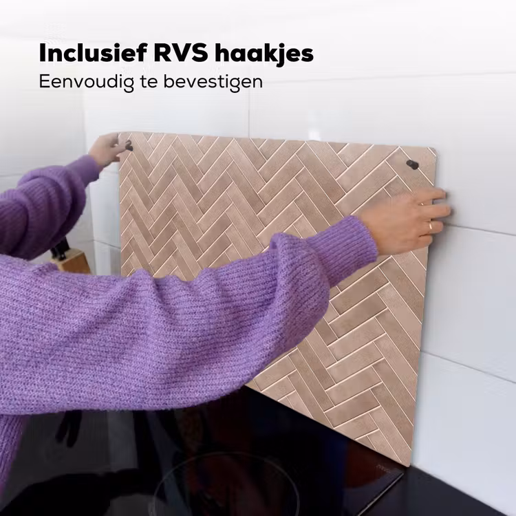 Visgraat - Wandtegel - Oudroze - Terracotta Inductie beschemer met haakjes klein 777 -ky-ophangen-nl