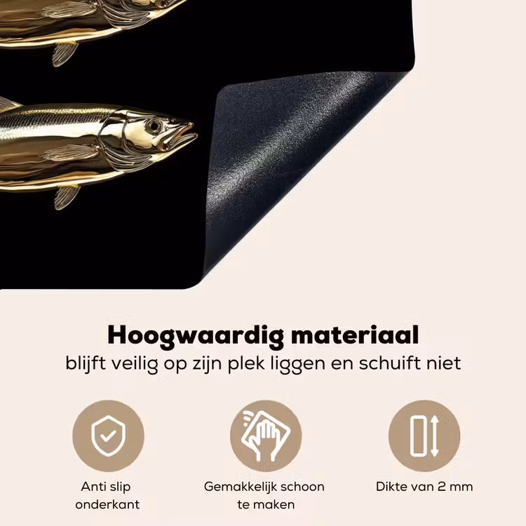 Vissen - Goud - Zwart Inductie beschemer met haakjes klein -ky-onderkant-nl