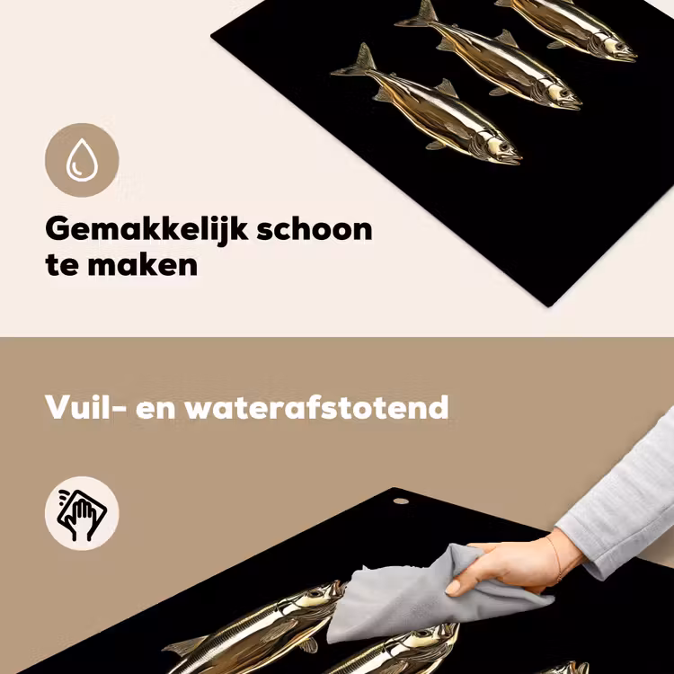 Vissen - Goud - Zwart Inductie beschemer met haakjes klein -ky-schoon-nl